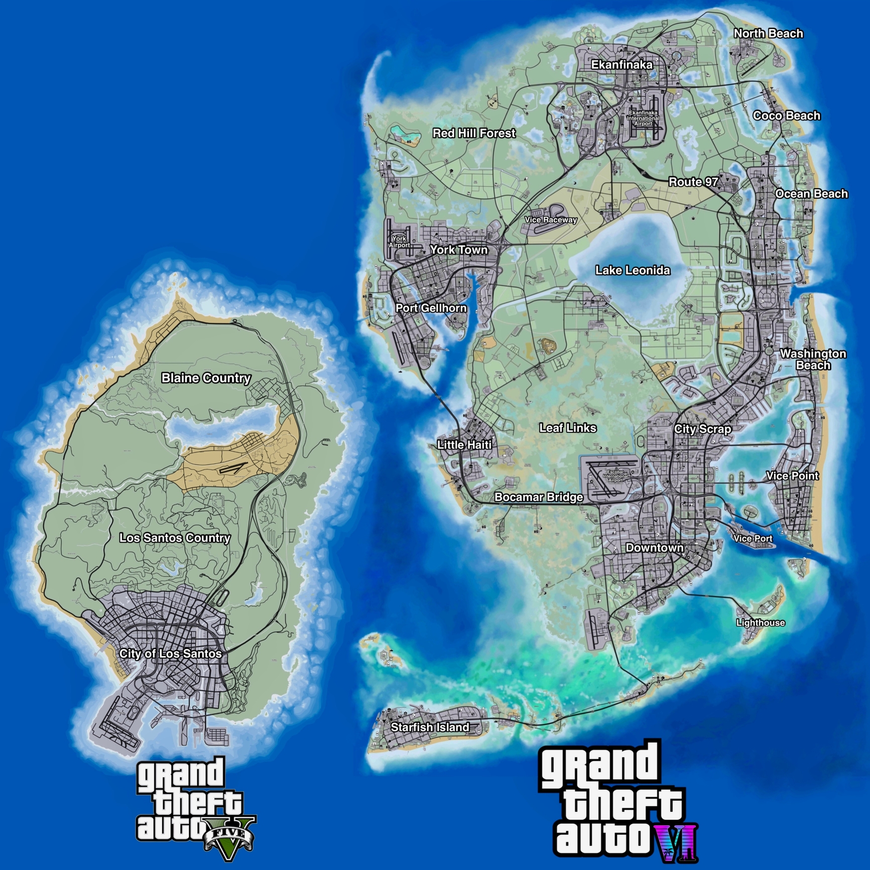 Player Offers Comparison Map Between Vice City & Grand Theft Auto