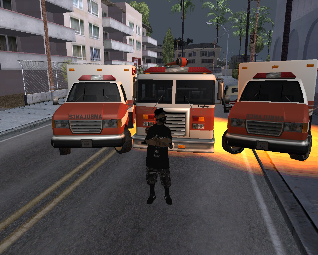 My spec carpark! 2x Ambulance (222) and firetruck (222)