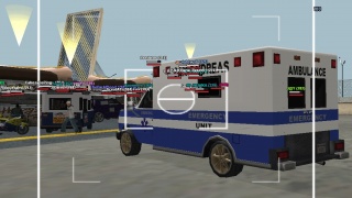 Blue ambulance in the party