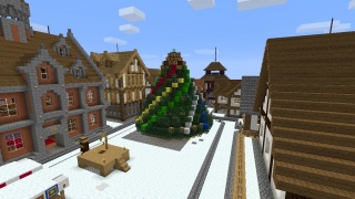 Vánoční stromeček na minecraft serveru.