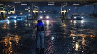 Noční zastávka u čerpací stanice